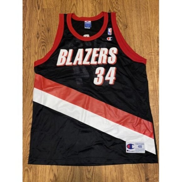 Rare 90s Champion Portland Trail Blazers #34 JR Rider Basketball Jersey Size 48